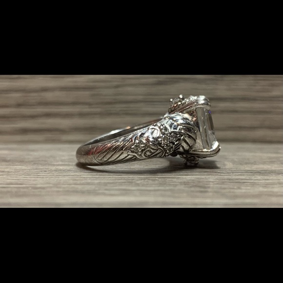 Judith Ripka Sterling Silver Asscher Cut Cubic Zirconia Ring, Size 5 - Picture 4 of 10